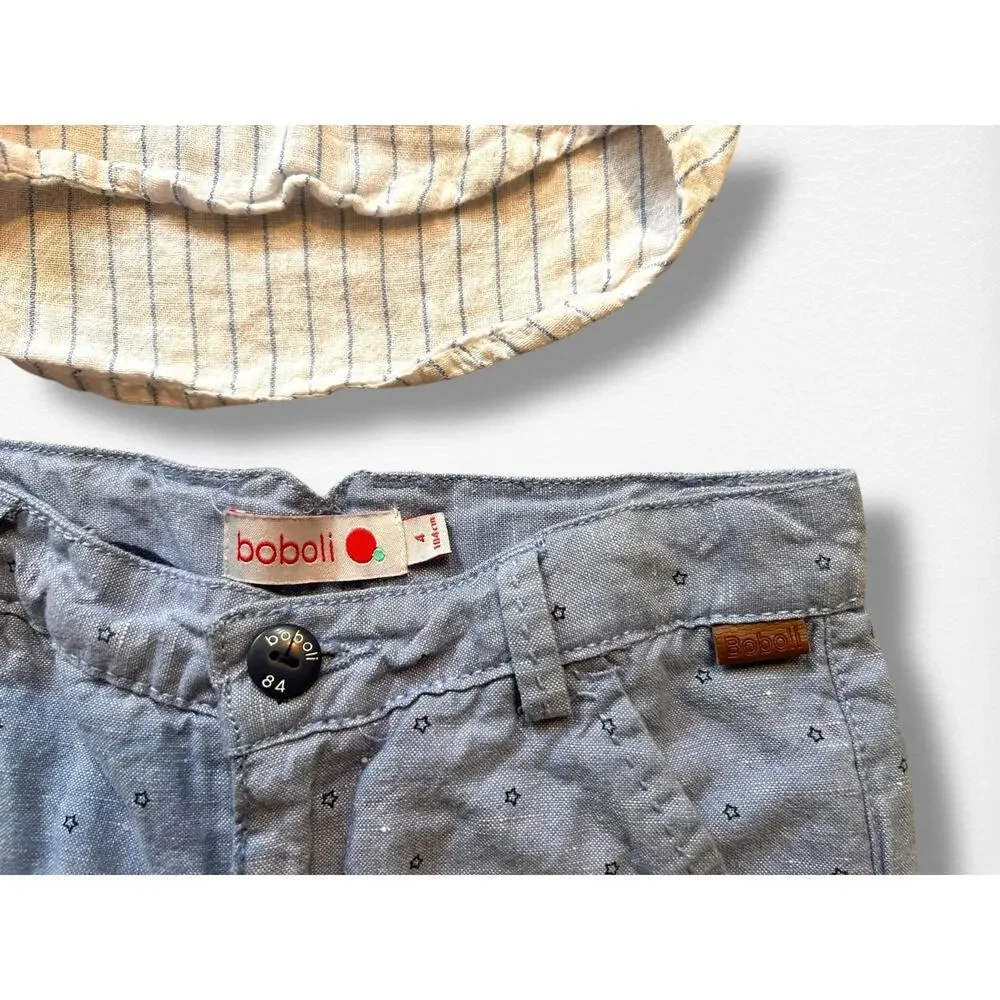 Boboli 3 Piece Linen Blend Shorts Set, Size 4